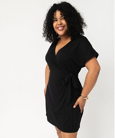 GEMO Robe portefeuille à manches courtes femme grande taille noir standard