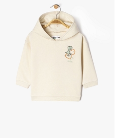 GEMO Sweat à capuche imprimé intérieur molletonné bébé garçon beige standard