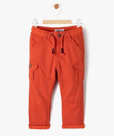 GEMO Pantalon coupe cargo doublé avec taille élastique bébé garçon Rouge