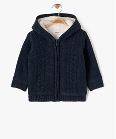 GEMO Gilet à capuche doublé sherpa bébé garçon navy