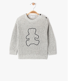 GEMO Pull en grosse maille avec motif ourson bébé - LuluCastagnette Gris