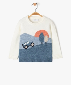 GEMO Pull en maille avec motif voiture bébé garçon Beige