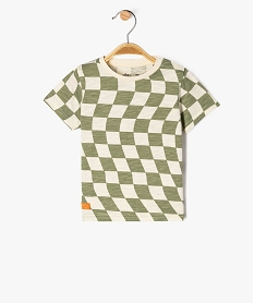 GEMO Tee-shirt manches courtes à carreaux fantaisie bébé garçon vert standard