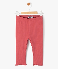 GEMO Legging en maille côtelée avec bas froncé bébé fille rose chine