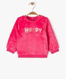 GEMO Sweat en maille peluche avec motif brodé bébé fille rose standard
