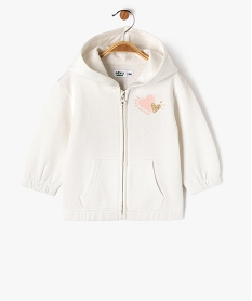 GEMO Sweat zippé à capuche intérieur molletonné bébé fille Beige