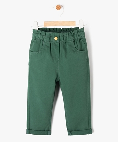 GEMO Pantalon en toile de coton avec taille élastique bébé fille Vert