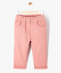 GEMO Pantalon en toile de coton avec taille élastique bébé fille Rose