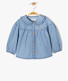 GEMO Blouse en toile chambray avec col Claudine bébé fille - LuluCastagnette Bleu