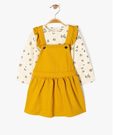 GEMO Ensemble 2 pièces bébé fille : robe + tee-shirt à manches longues Jaune