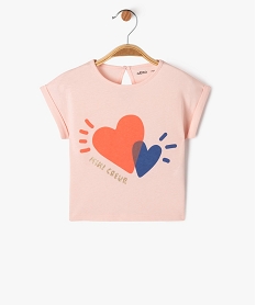 GEMO Tee-shirt manches courtes avec motif pailleté bébé fille Rose