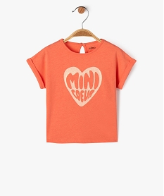GEMO Tee-shirt manches courtes avec motif pailleté bébé fille Orange