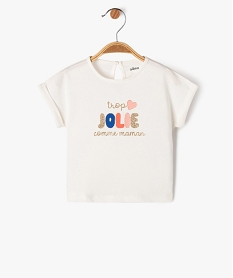 GEMO Tee-shirt manches courtes avec motif pailleté bébé fille Beige