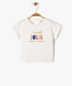 GEMO Tee-shirt manches courtes avec motif pailleté bébé fille blanc chine