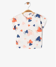 GEMO Tee-shirt manches courtes avec motif pailleté bébé fille blanc standard