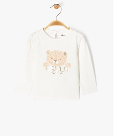 GEMO Tee-shirt manches longues à motif léopard bébé fille Beige