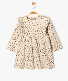 GEMO Robe manches longues en maille stretch imprimé bébé fille Beige