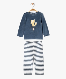 GEMO Pyjama en velours 2 pièces à motif renard bébé garçon bleu standard