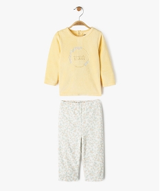 GEMO Pyjama en velours 2 pièces à motifs fleuris bébé fille Jaune