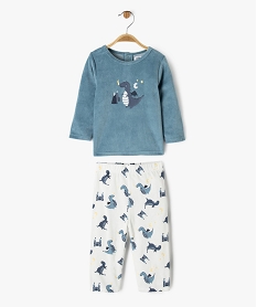 GEMO Pyjama en velours 2 pièces à motifs dinosaures bébé garçon Bleu