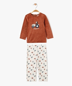 GEMO Pyjama 2 pièces en velours avec motifs tracteurs bébé garçon marron standard