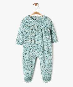 GEMO Pyjama en velours à motifs fleuris ouvert devant bébé fille Bleu