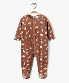 GEMO Pyjama en velours ouverture devant à motifs forêt bébé garçon marron standard