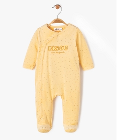 GEMO Pyjama en velours à motifs pois et inscription pailletée bébé fille jaune standard