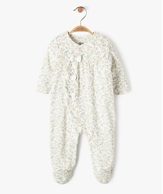 GEMO Pyjama en velours à motifs fleuris ouvert devant bébé fille Beige