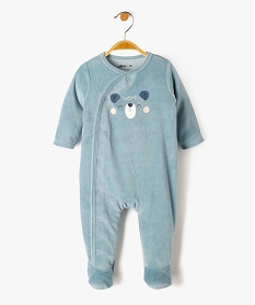 GEMO Pyjama dors-bien en velours fermeture devant bébé Bleu