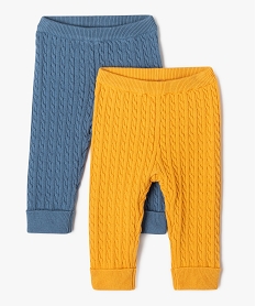 GEMO Pantalon en maille torsadée unie bébé (lot de 2) Bleu