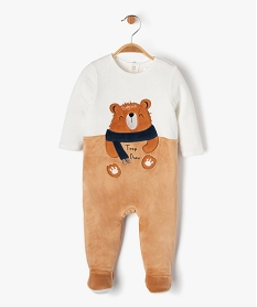 GEMO Pyjama velours à motif ouverture pont-dos bébé marron standard