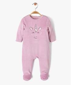GEMO Pyjama en velours à pont-dos pressionné bébé Violet