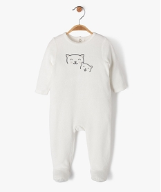 GEMO Pyjama en velours à pont-dos pressionné bébé blanc chine