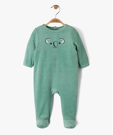 pyjama en velours a pont-dos pressionne bebe vertK420301_1