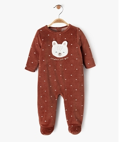GEMO Pyjama en velours à motif ourson bébé garçon Brun