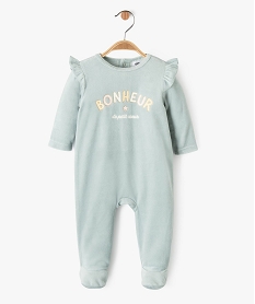 GEMO Pyjama en velours avec volants et inscription pailletée bébé fille Bleu