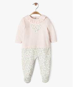 GEMO Pyjama en velours effet 2 en 1 à motifs fleuris bébé fille Rose