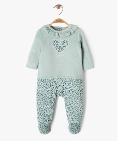 GEMO Pyjama en velours effet 2 en 1 à motifs fleuris bébé fille Bleu