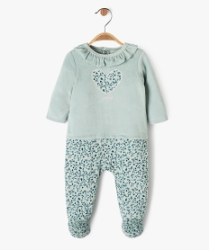 GEMO Pyjama en velours effet 2 en 1 à motifs fleuris bébé fille bleu standard