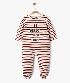 GEMO Pyjama en velours à rayures avec inscription brodée bébé garçon blanc chine