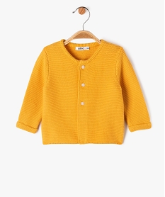 GEMO Gilet brassière en coton tricoté à col rond bébé Jaune