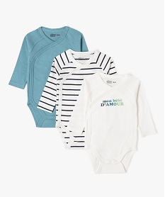 GEMO Body manches longues et fermeture croisée devant bébé garçon (lot de 3) Bleu