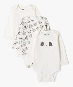 GEMO Bodies à manches longues à motifs animaux bébé (lot de 3) Beige