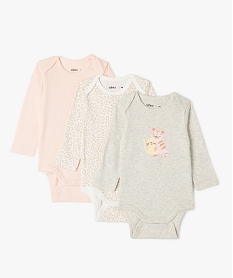GEMO Body manches longues imprimé à col US bébé (lot de 3) beige chine