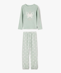 GEMO Pyjama en velours à motifs papillons et étoiles fille Vert