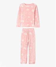 GEMO Pyjama en velours 2 pièces imprimé cœur fille Rose