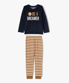 GEMO Pyjama en velours avec pantalon rayé garçon navy
