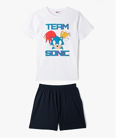 GEMO Pyjashort bicolore avec motif coloré garçon - Sonic The Hedgehog blanc vif
