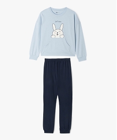 GEMO Pyjama bicolore avec motif animaux fille Bleu